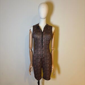 SHEIN Geometric Print Sleeveless Romper Biker Unitard - Size S